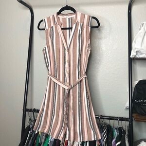 CHLOE + Renee Pink Striped Metallic Dress